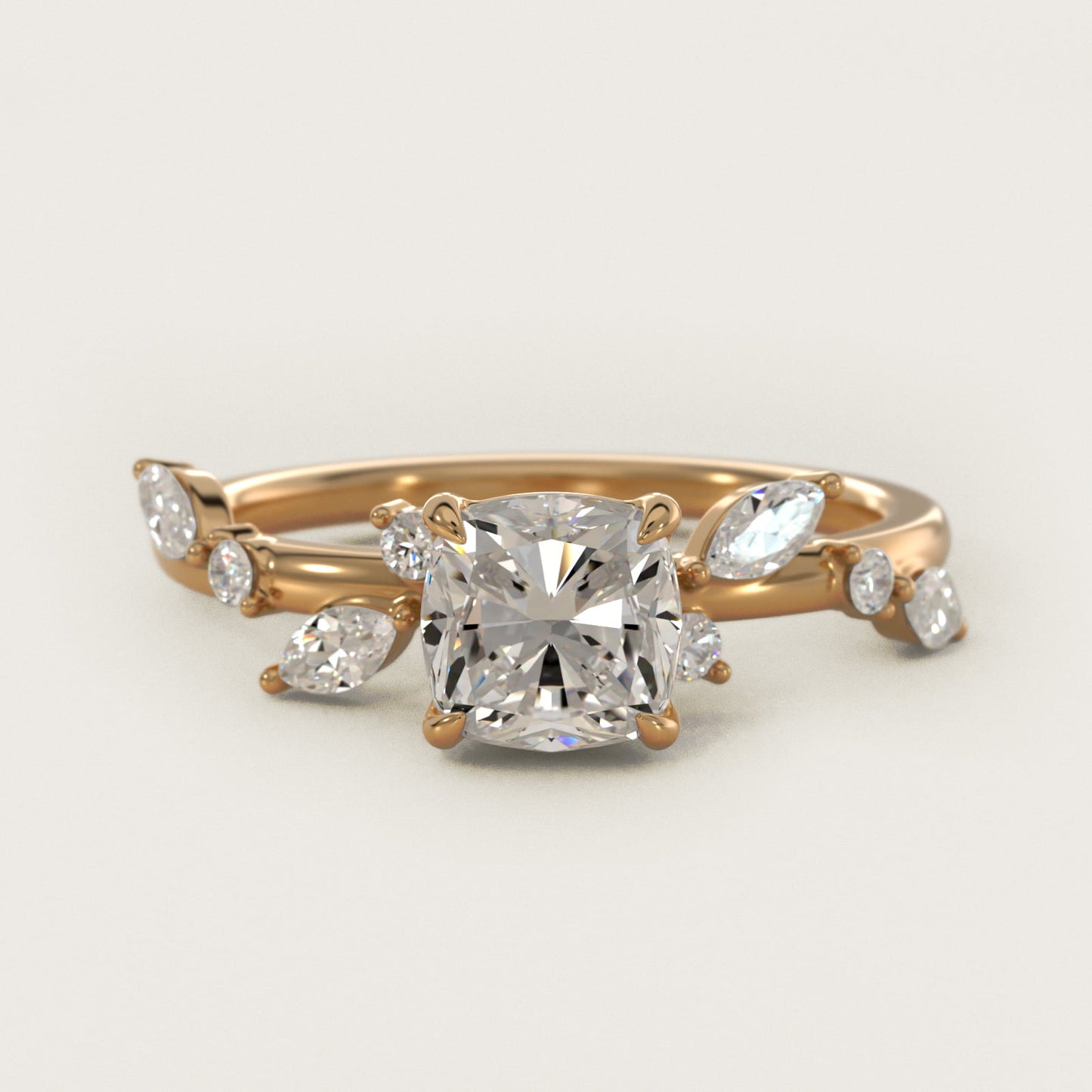 Diamond Whisper Side Stone Engagement Ring In 18k Yellow Gold By James Allen - Cushion Center