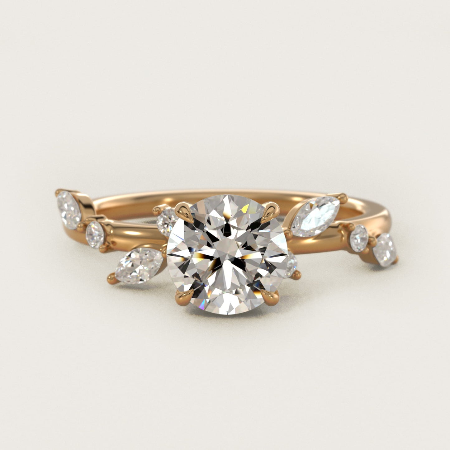 Diamond Whisper Side Stone Engagement Ring In 14K Yellow Gold By James Allen - Round Center