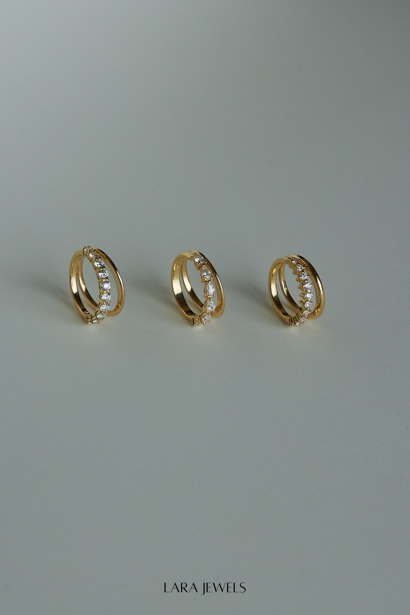 Double Band 10pt Round Diamond Ring 18K Yellow Gold - Detail view