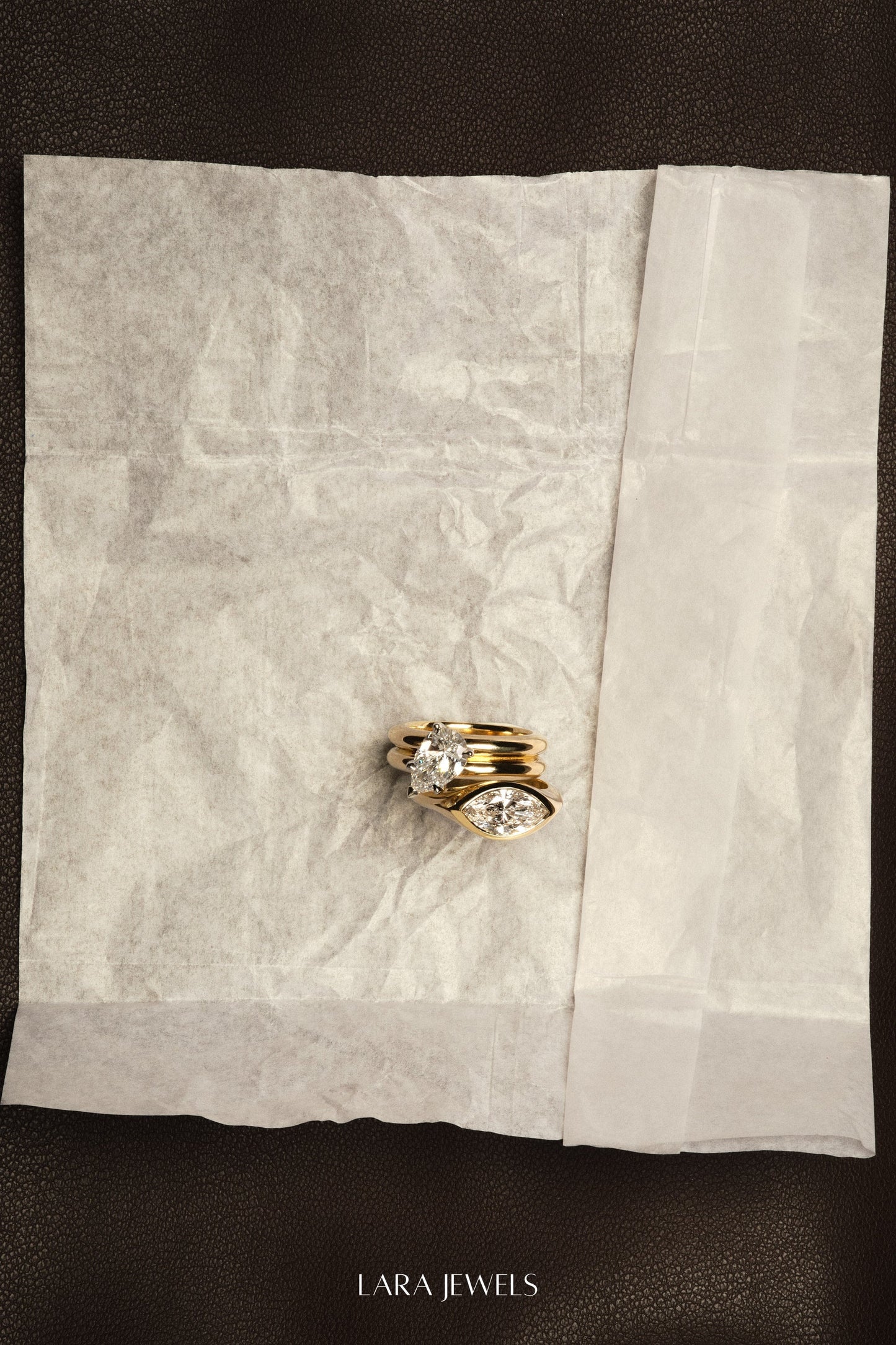 Pear Diamond Double Orielle Ring 18K Yellow Gold - Detail