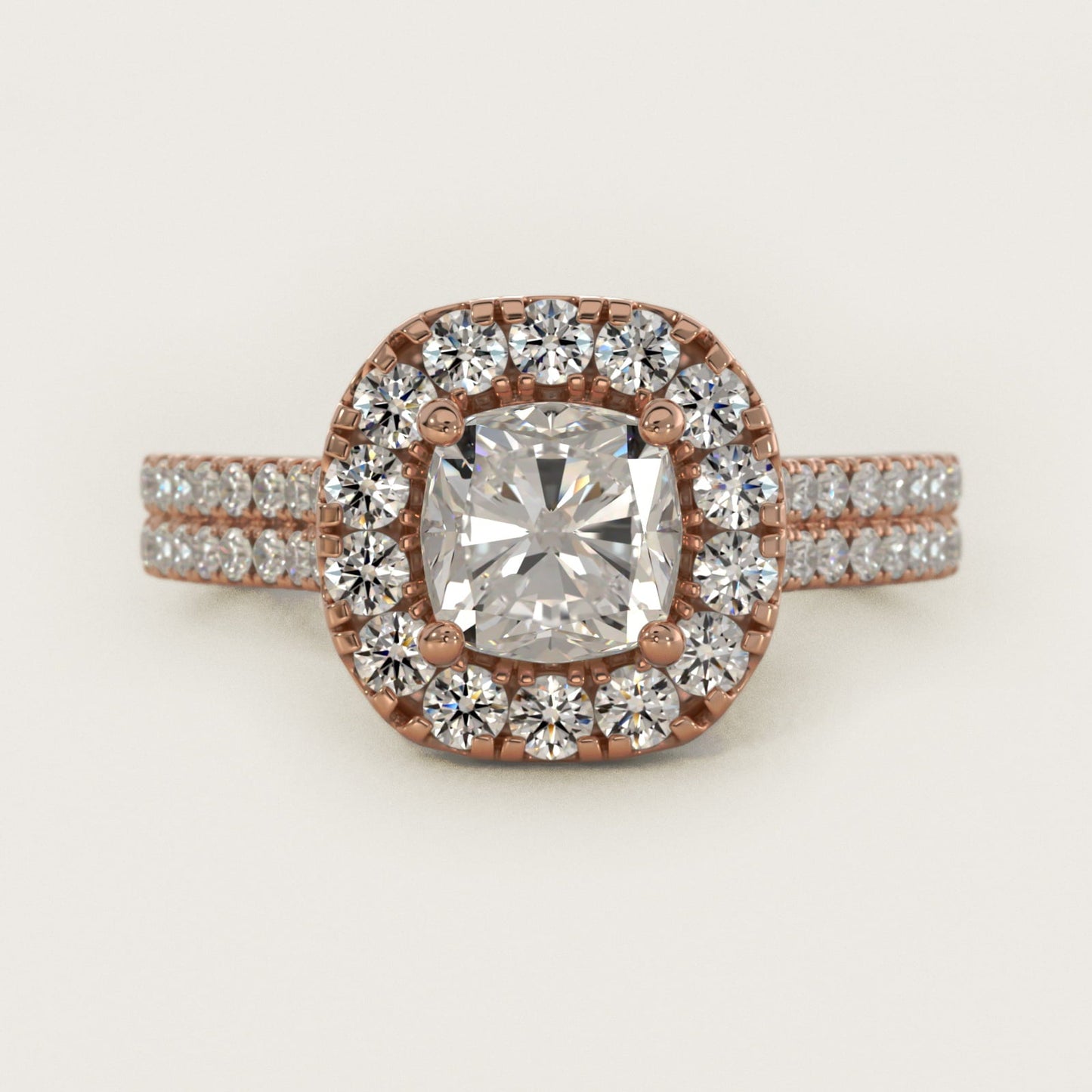Double Shank Diamond Halo Engagement Ring In 18k Rose Gold By James Allen - Cushion Center