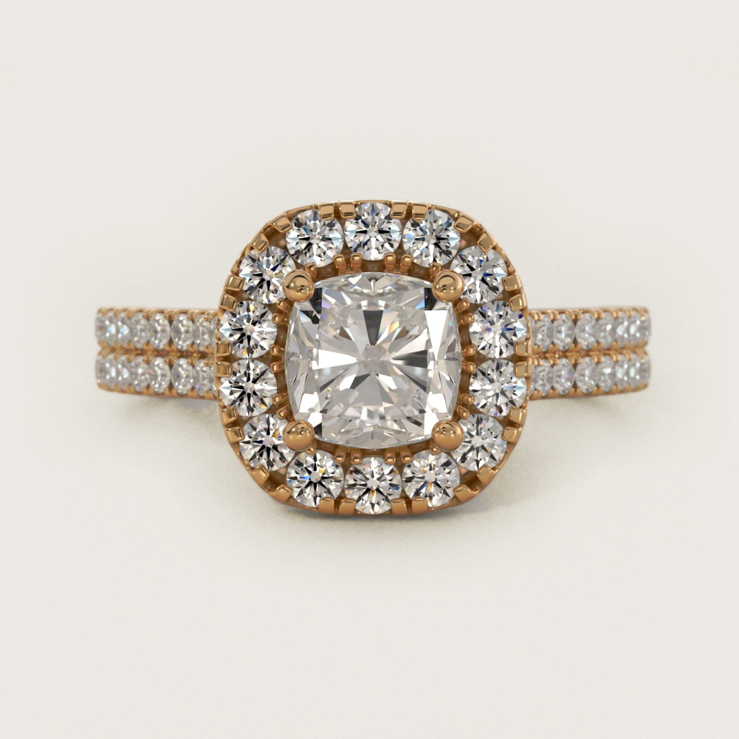 Double Shank Diamond Halo Engagement Ring In 18k Yellow Gold By James Allen - Cushion Center