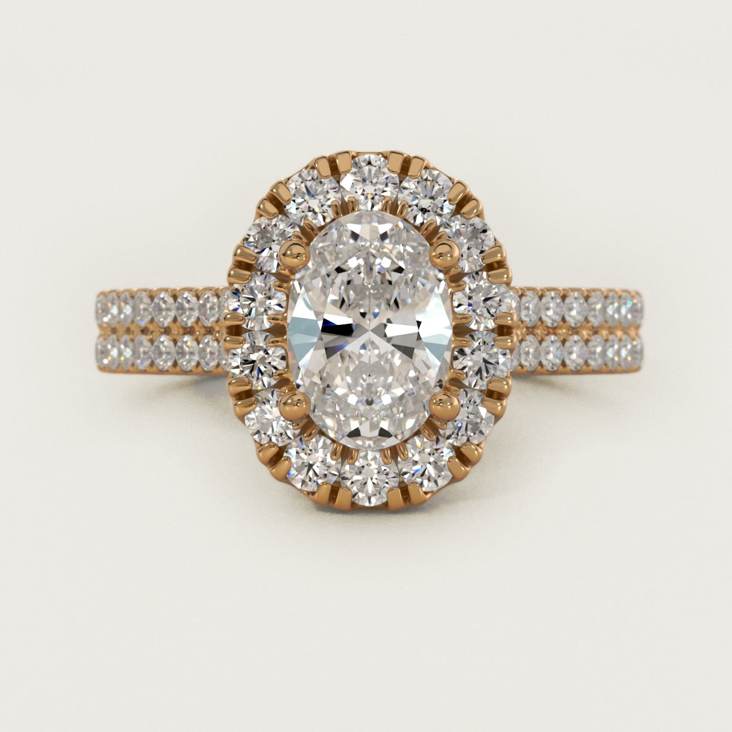 Double Shank Diamond Halo Engagement Ring In 14K Yellow Gold By James Allen - Oval Center