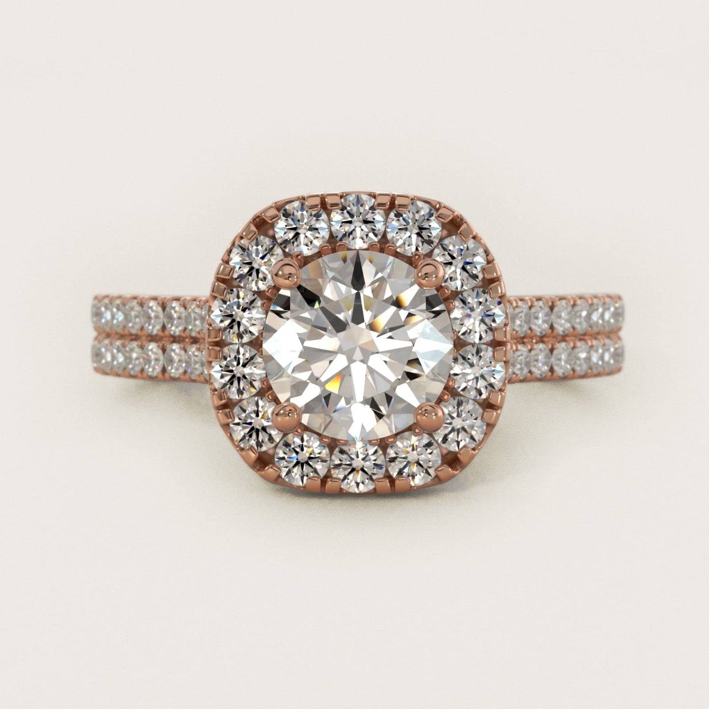 Double Shank Diamond Halo Engagement Ring In 18k Rose Gold By James Allen - Round Center