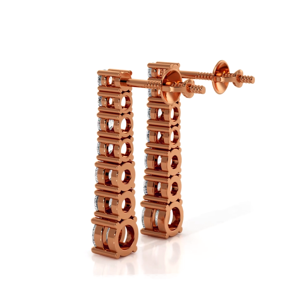 1.0 ctw. Round Diamond Cascade Drop Earrings - 14K Yellow Gold - F-G Color VS1-VS2 Clarity