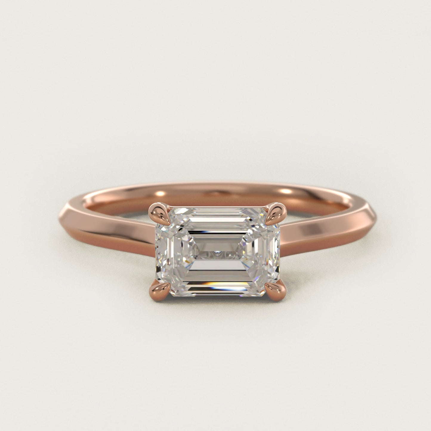 East West Knife Edge Cathedral Solitaire Engagement Ring In 14K Rose Gold By James Allen - Emerald Center