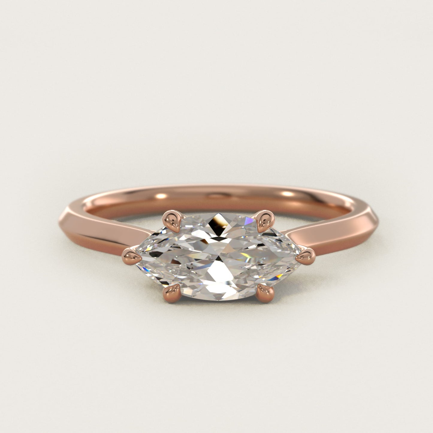 East West Knife Edge Cathedral Solitaire Engagement Ring In 14K Rose Gold By James Allen - Marquise Center
