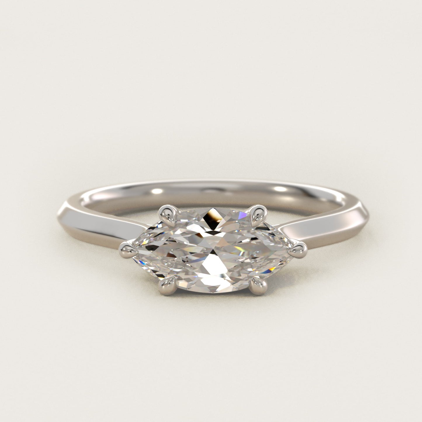 East West Knife Edge Cathedral Solitaire Engagement Ring In Platinum By James Allen - Marquise Center