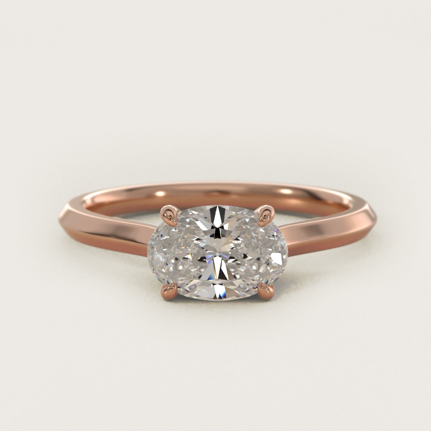East West Knife Edge Cathedral Solitaire Engagement Ring In 14K Rose Gold By James Allen - Oval Center
