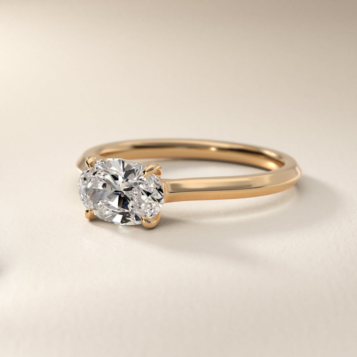 East West Knife Edge Cathedral Solitaire Engagement Ring In 18k Yellow Gold By James Allen - Oval Center