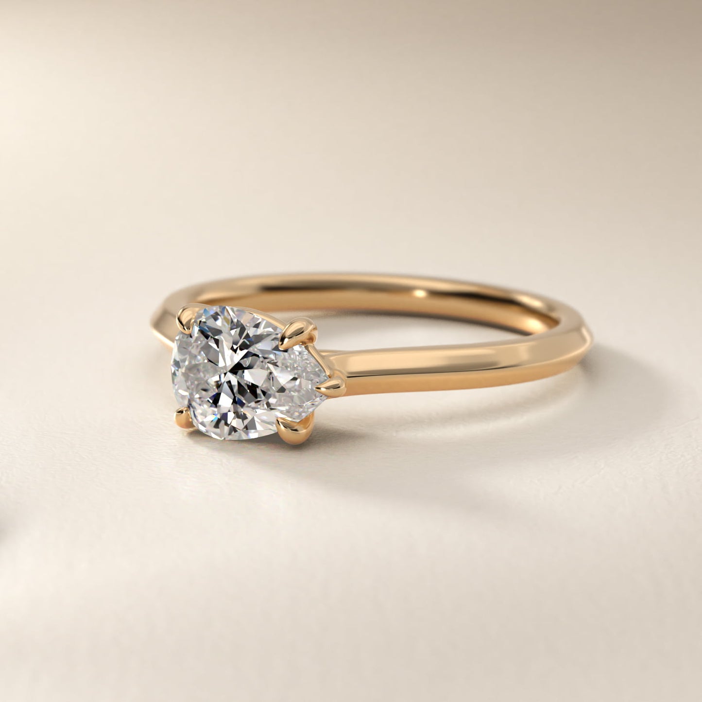 East West Knife Edge Cathedral Solitaire Engagement Ring In 14K Yellow Gold By James Allen - Pear Center