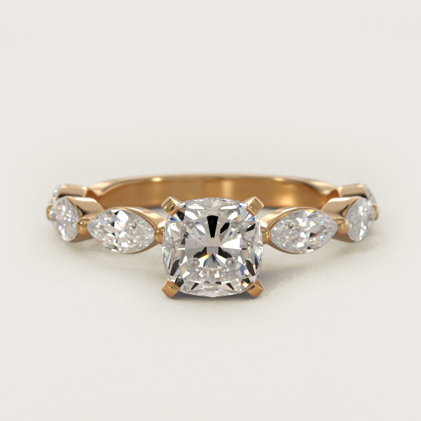 East West Marquise Cut Side Stone Diamond Engagement Ring In 18k Yellow Gold By James Allen - Cushion Center