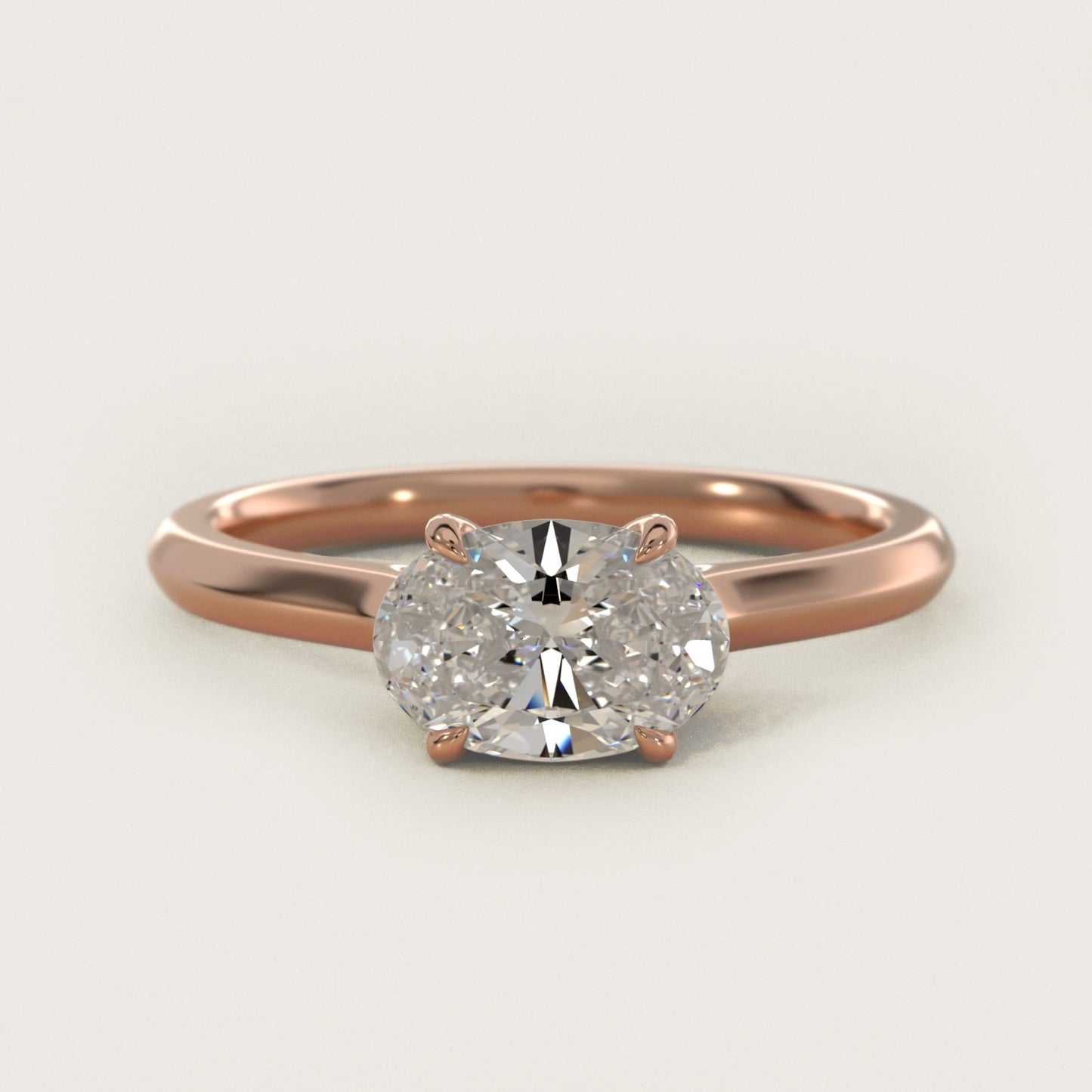 East West Solitaire in 18k Rose Gold - Oval Center