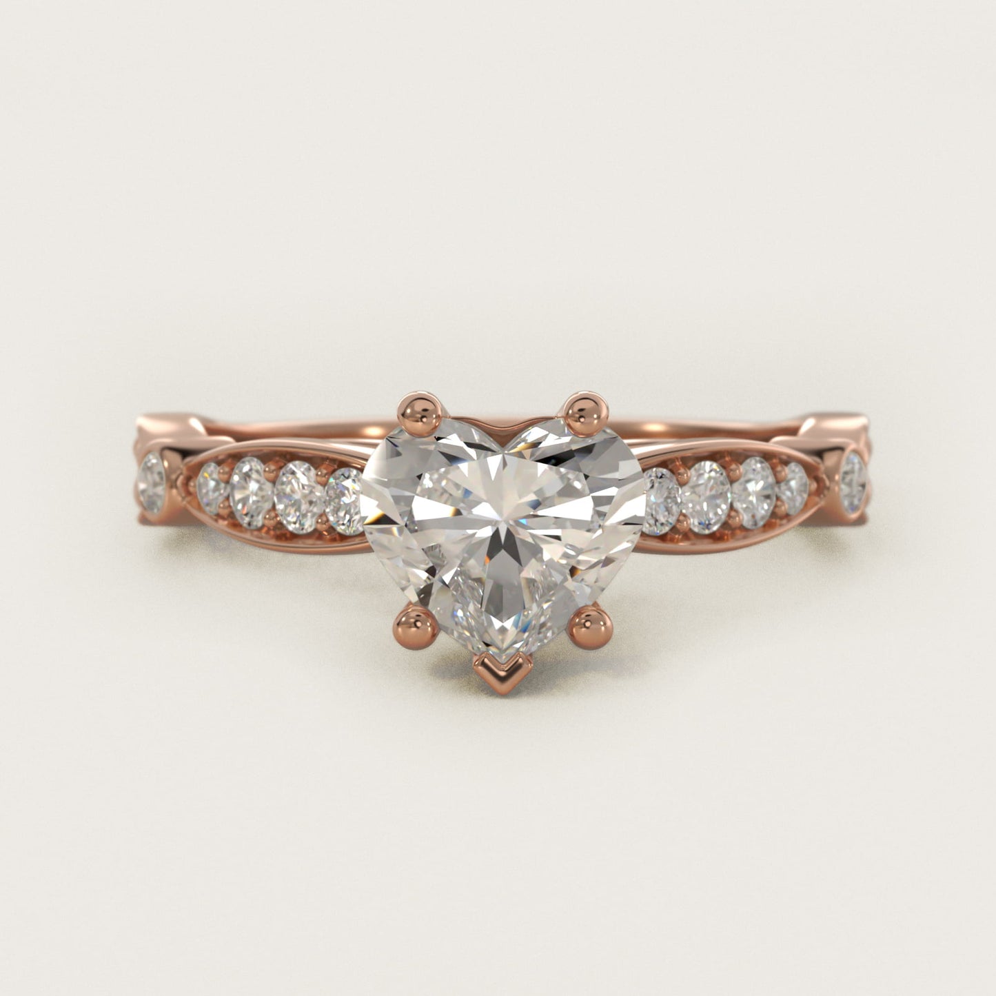 Embossed Vintage-Style Engagement Ring In 14K Rose Gold By James Allen - Heart Center