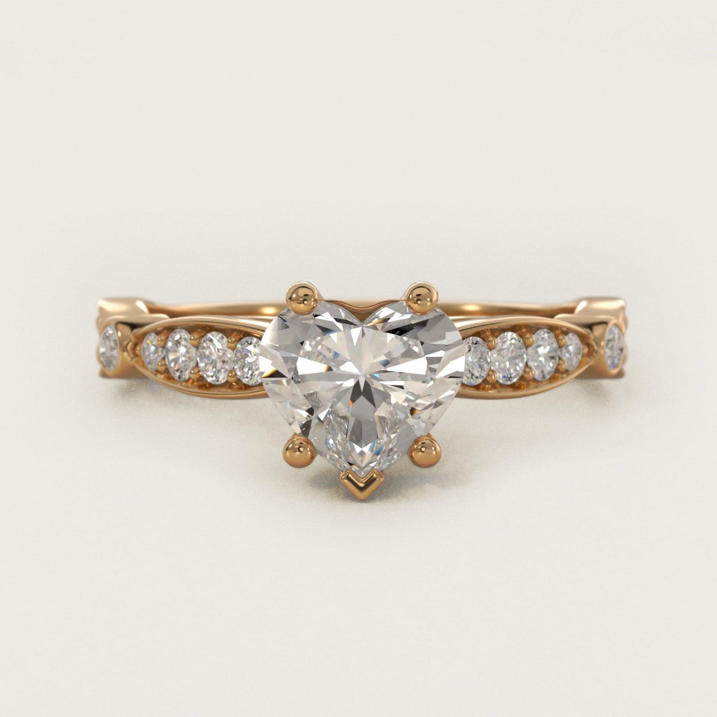 Embossed Vintage-Style Engagement Ring In 18k Yellow Gold By James Allen - Heart Center