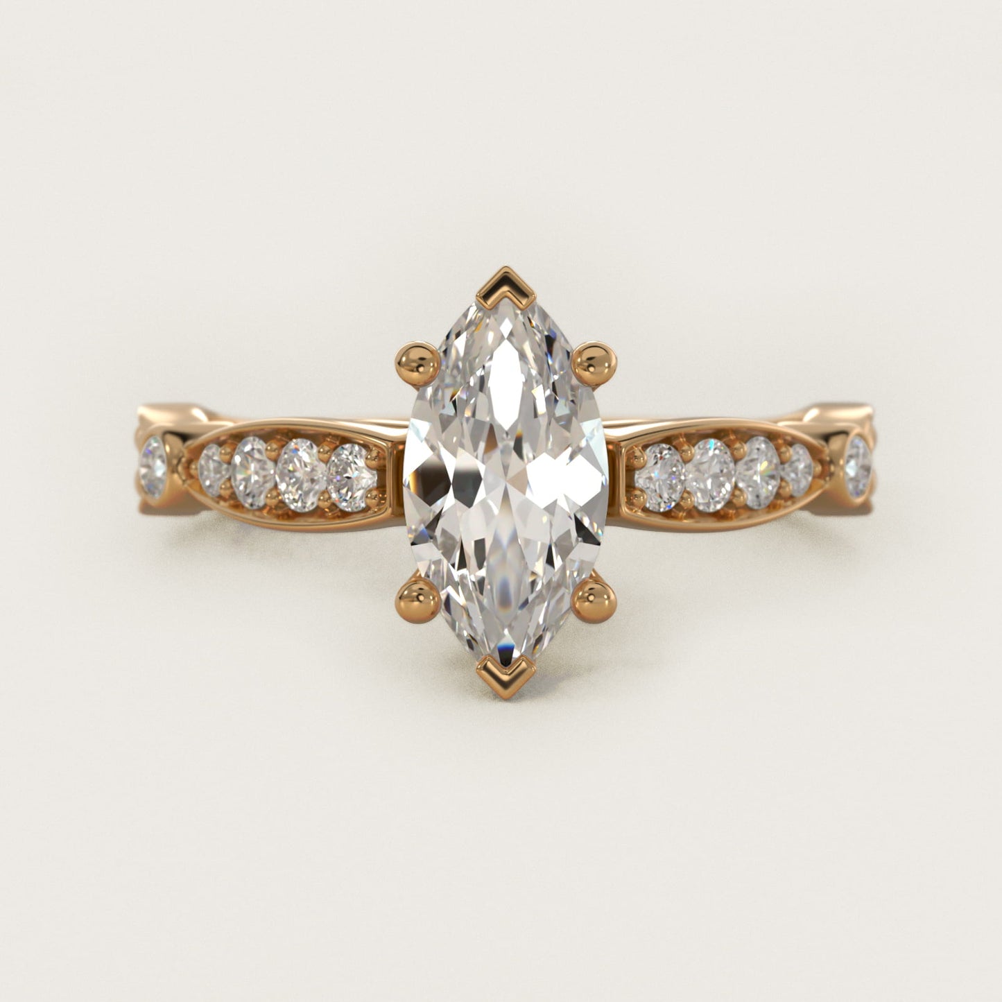 Embossed Vintage-Style Engagement Ring In 14K Yellow Gold By James Allen - Marquise Center