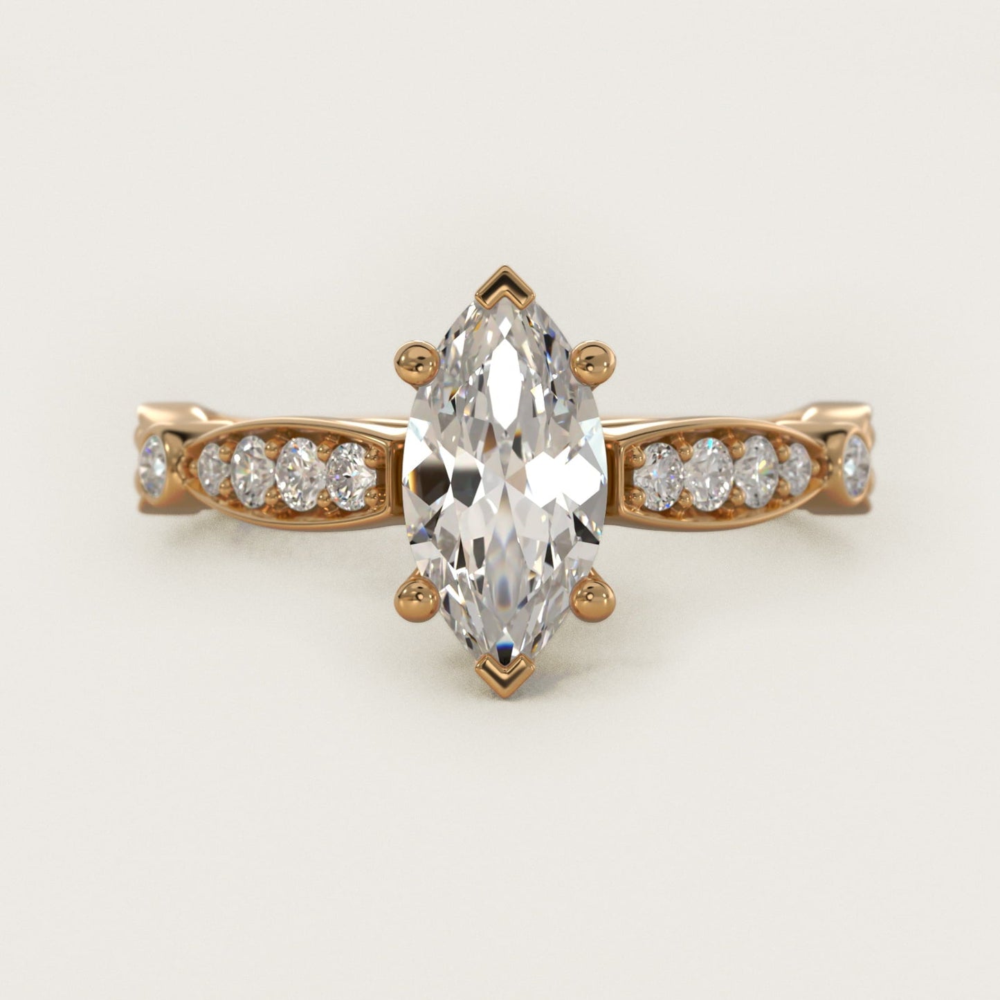 Embossed Vintage-Style Engagement Ring In 18k Yellow Gold By James Allen - Marquise Center