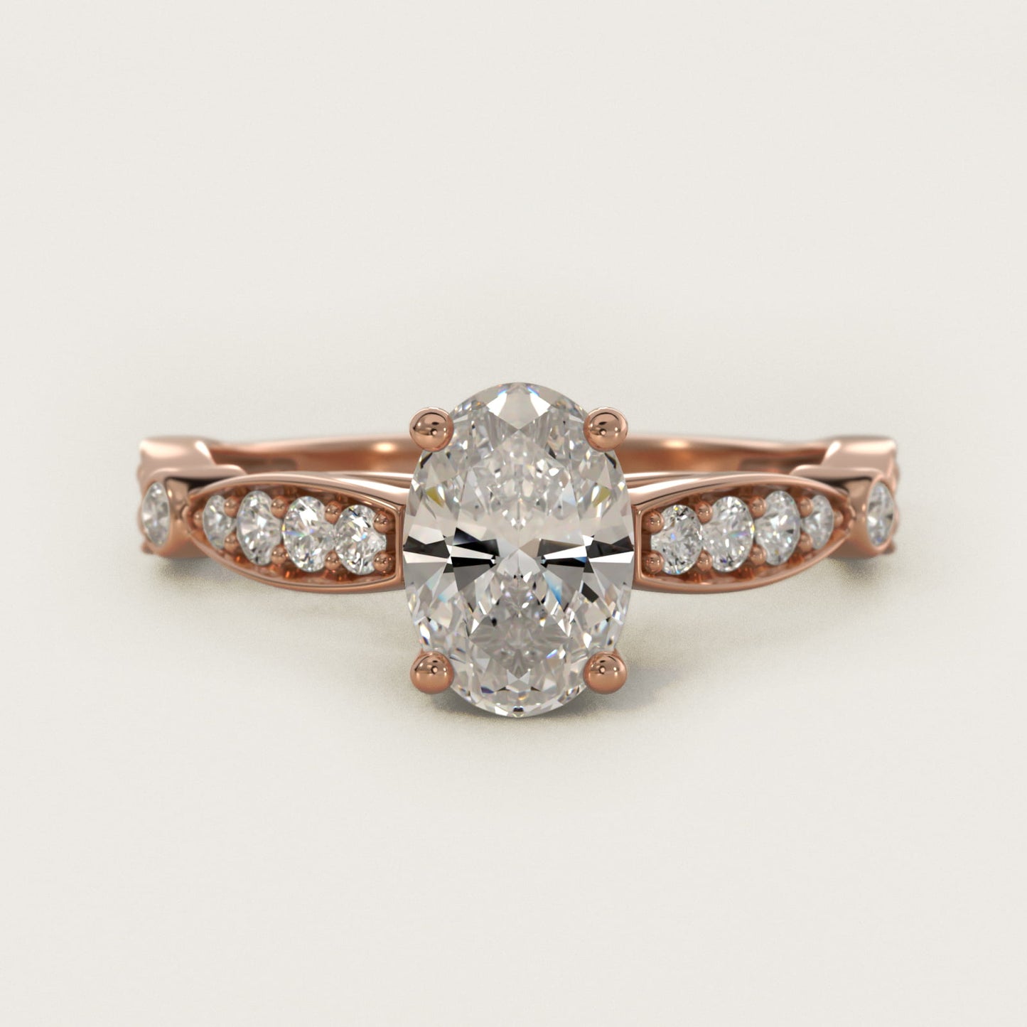 Embossed Vintage-Style Engagement Ring In 14K Rose Gold By James Allen - Oval Center