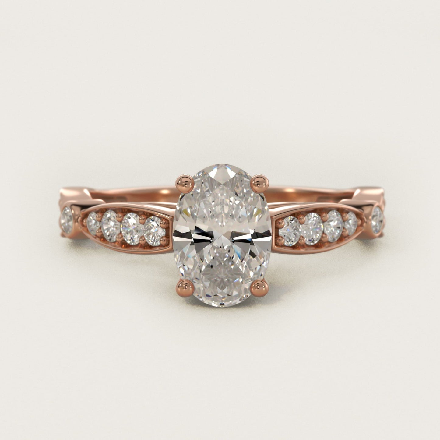 Embossed Vintage-Style Engagement Ring In 18k Rose Gold By James Allen - Oval Center