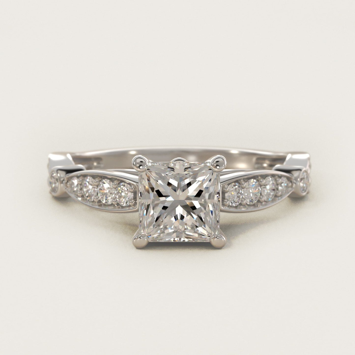 Embossed Vintage-Style Engagement Ring In Platinum By James Allen - Princess Center