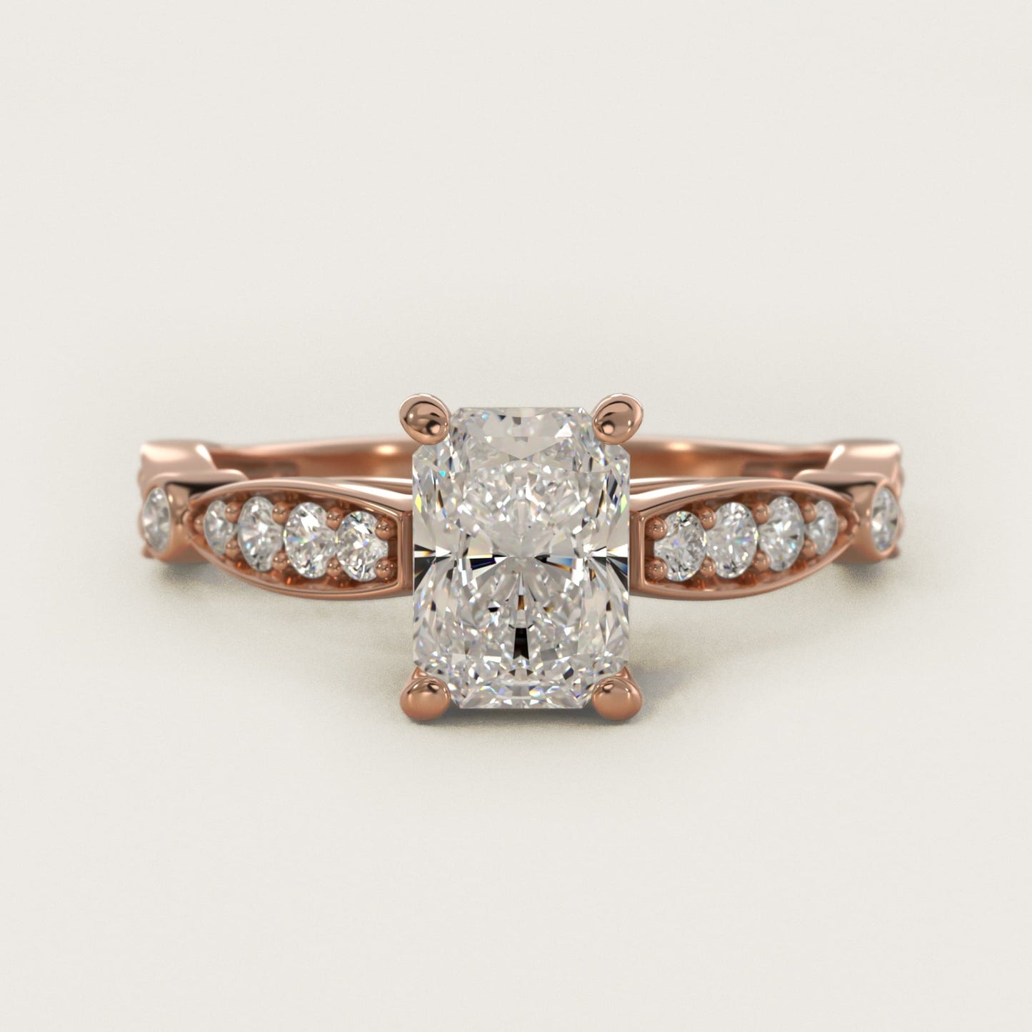 Embossed Vintage-Style Engagement Ring In 18k Rose Gold By James Allen - Radiant Center