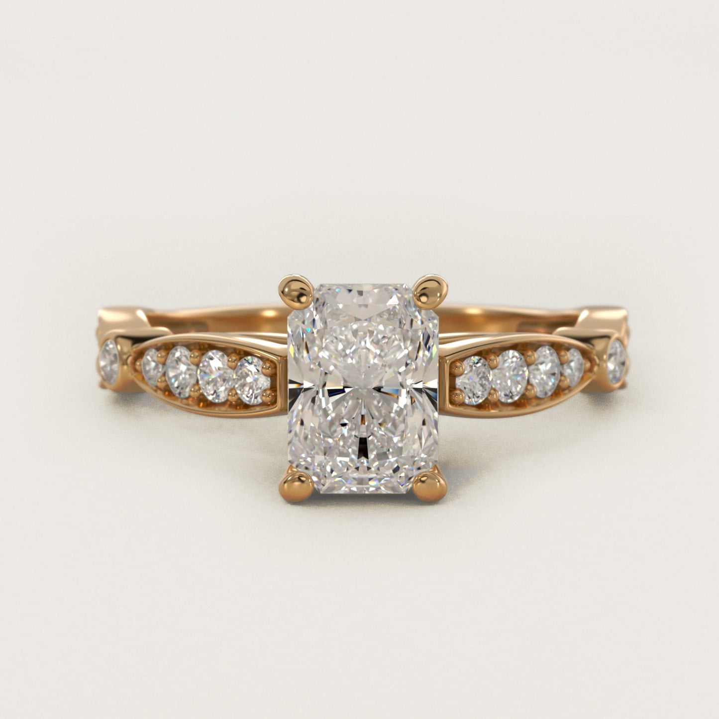 Embossed Vintage-Style Engagement Ring In 14K Yellow Gold By James Allen - Radiant Center