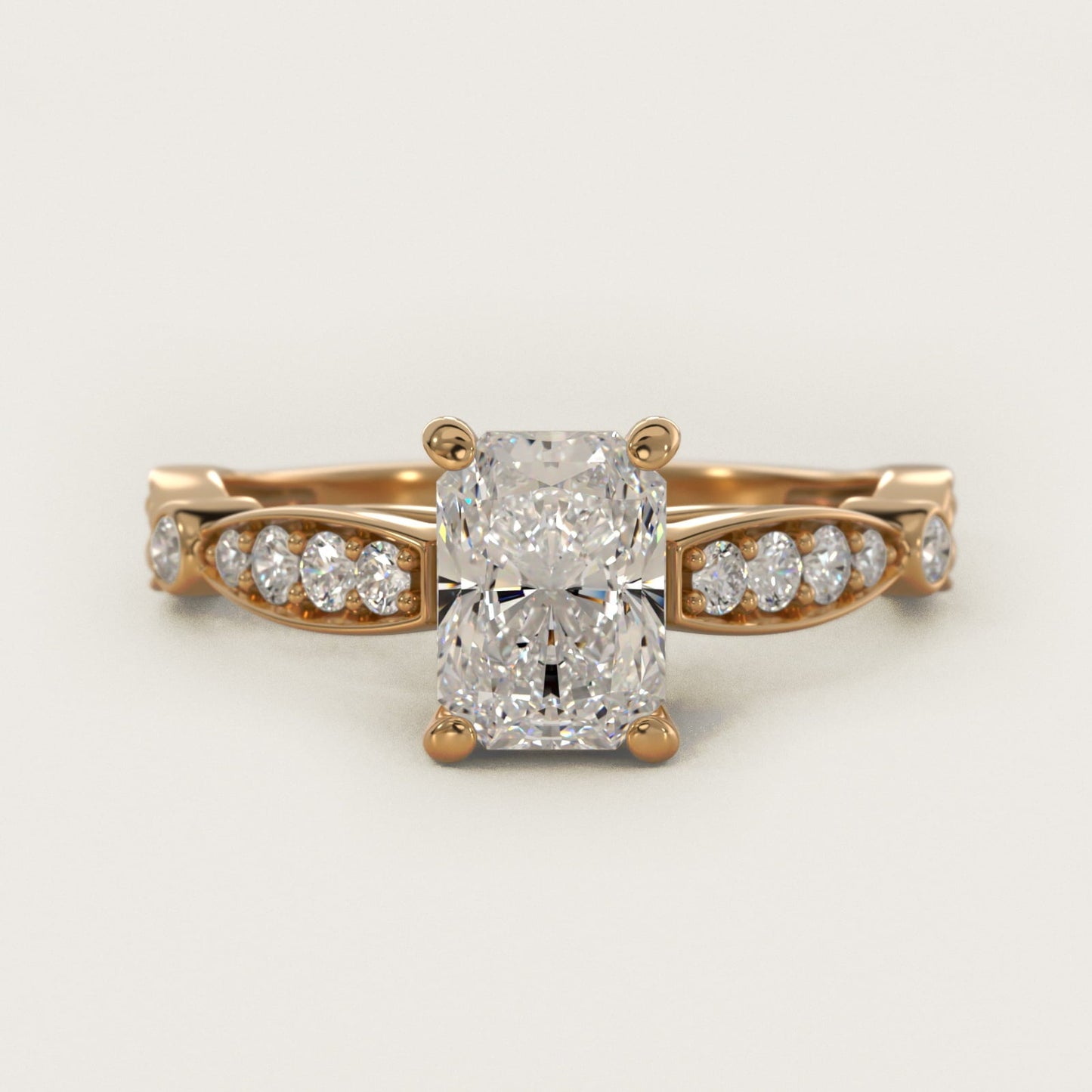 Embossed Vintage-Style Engagement Ring In 18k Yellow Gold By James Allen - Radiant Center