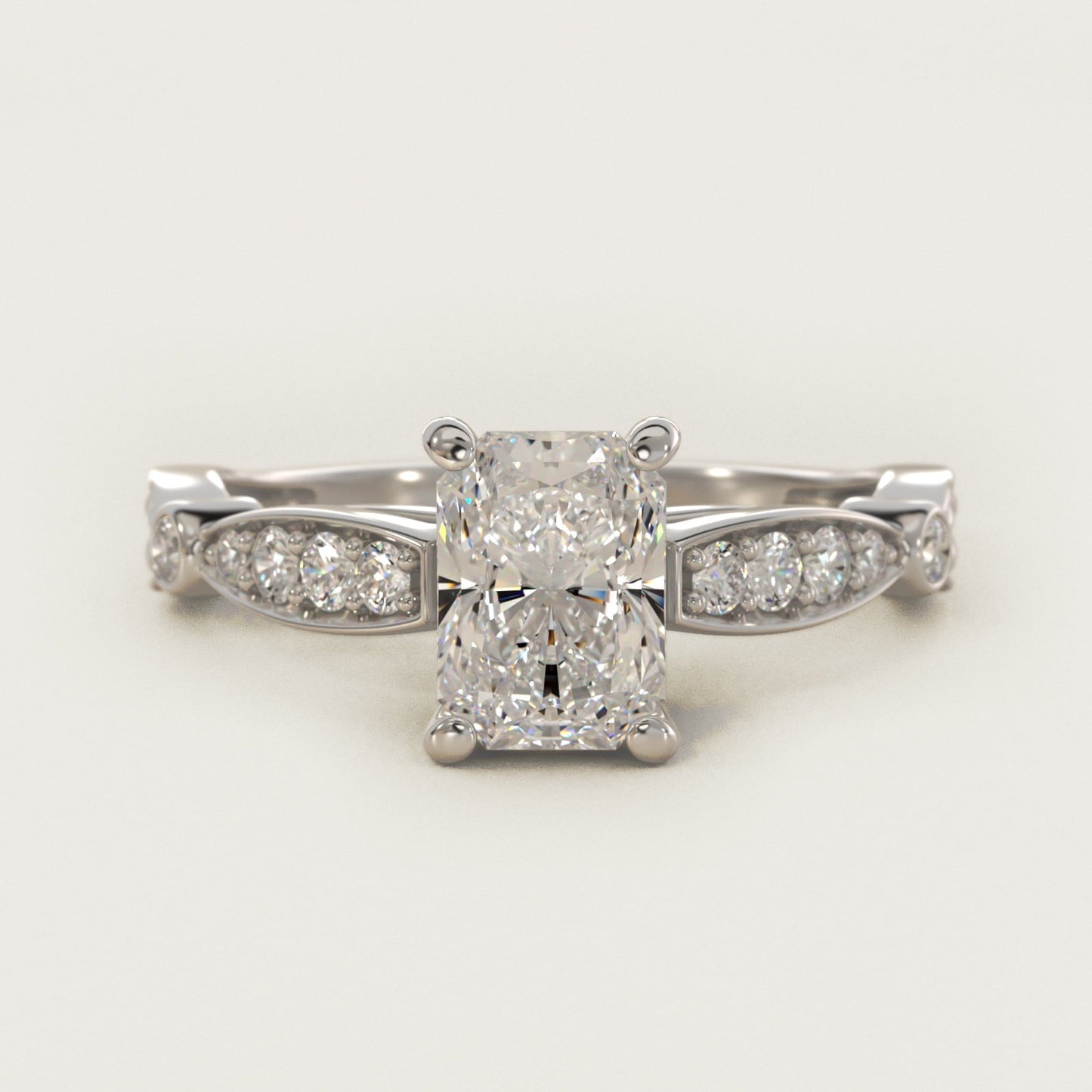 Embossed Vintage-Style Engagement Ring In Platinum By James Allen - Radiant Center