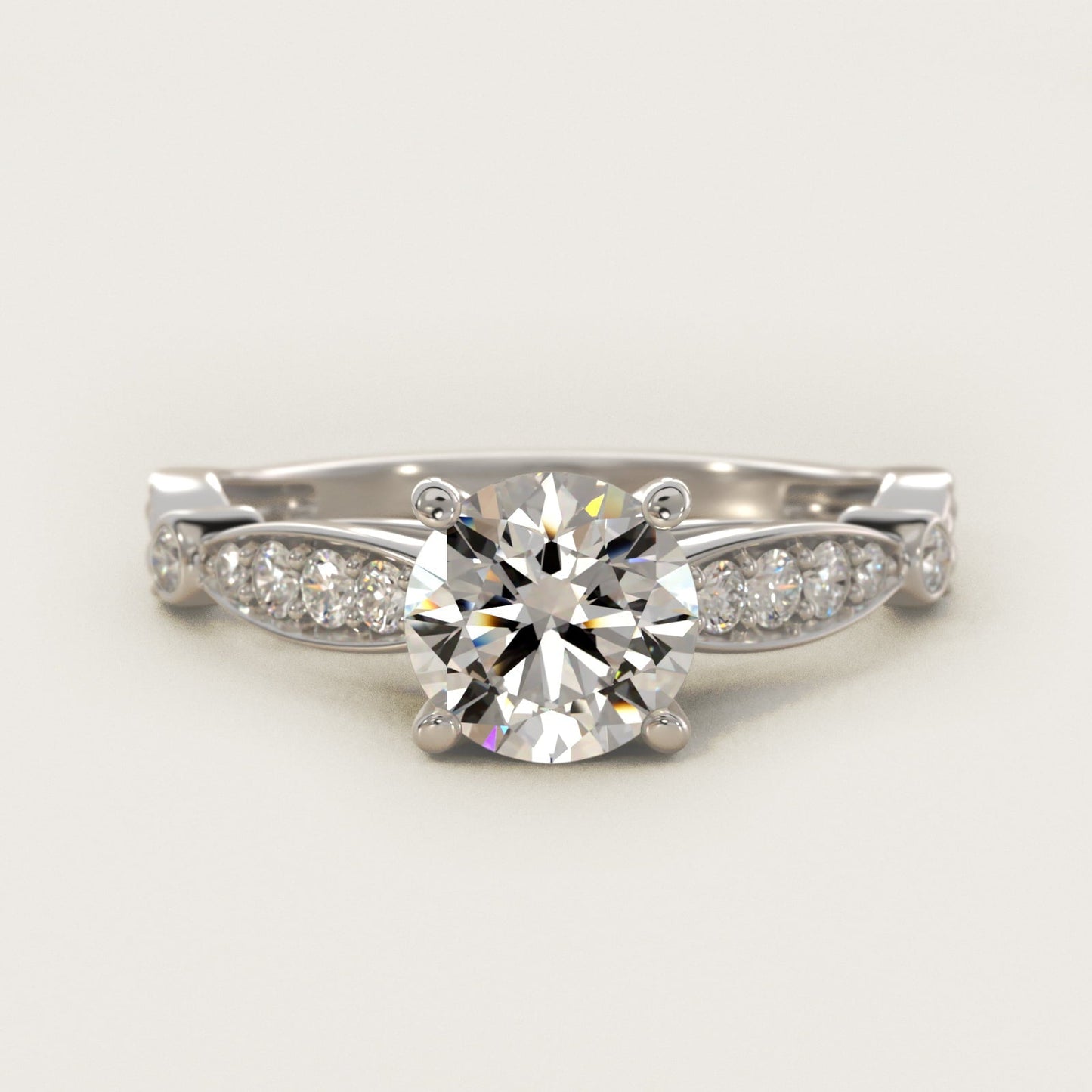Embossed Vintage-Style Engagement Ring In Platinum By James Allen - Round Center