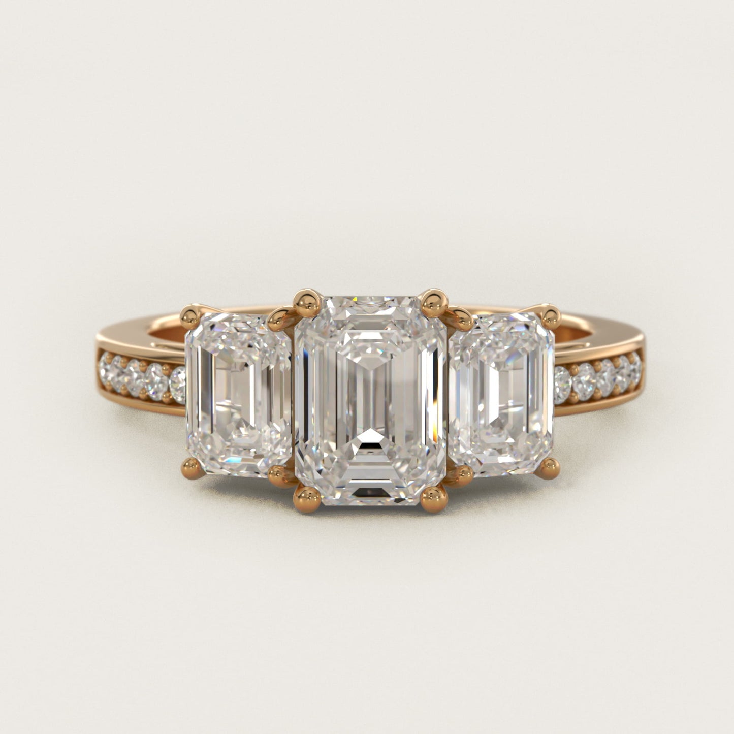Emerald Cut Diamond Three Stone Engagement Ring With PavŽ Set Diamonds In 14K Yellow Gold By James Allen - Emerald Center