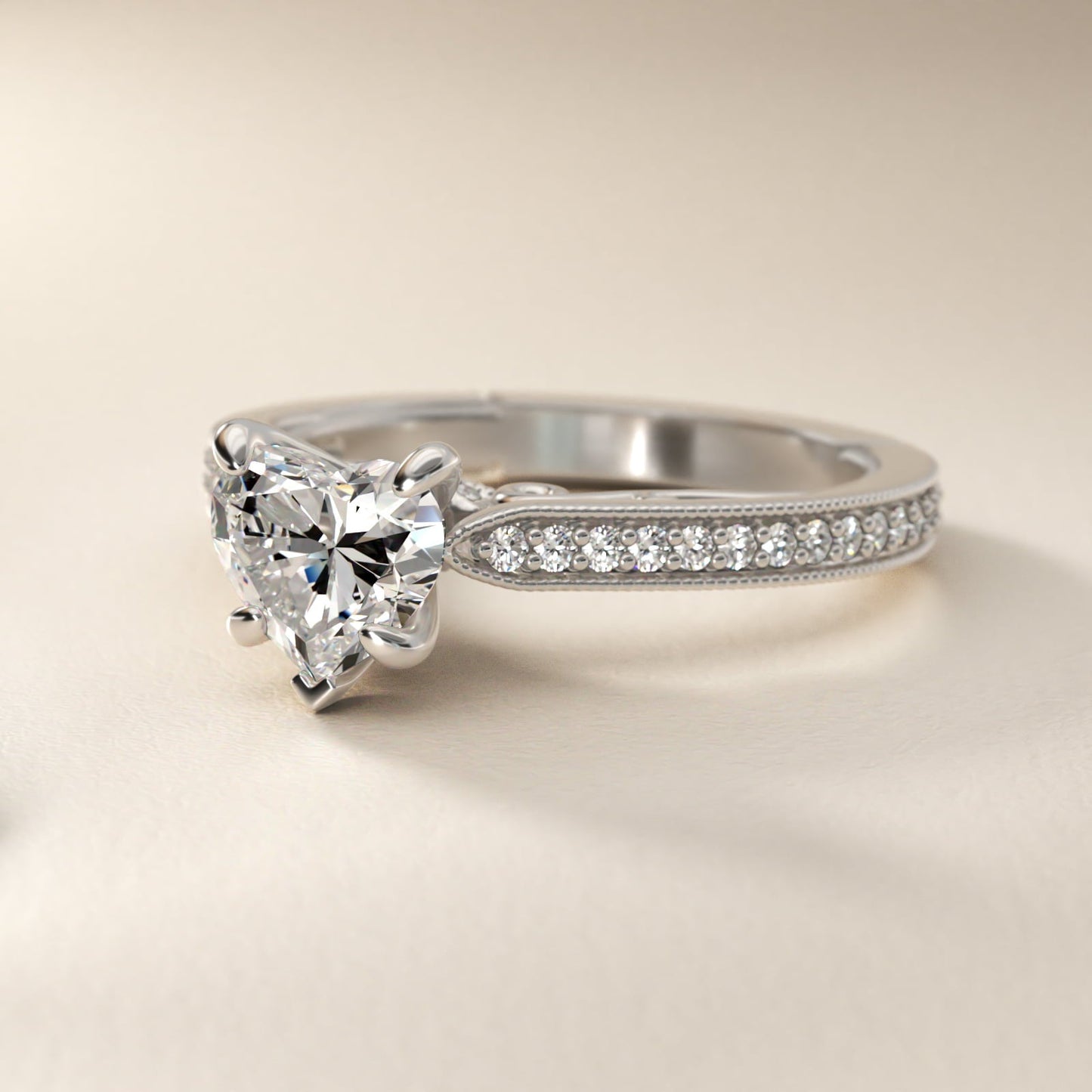 Enchanted Scroll Vintage-Style Engagement Ring In Platinum By James Allen - Heart Center