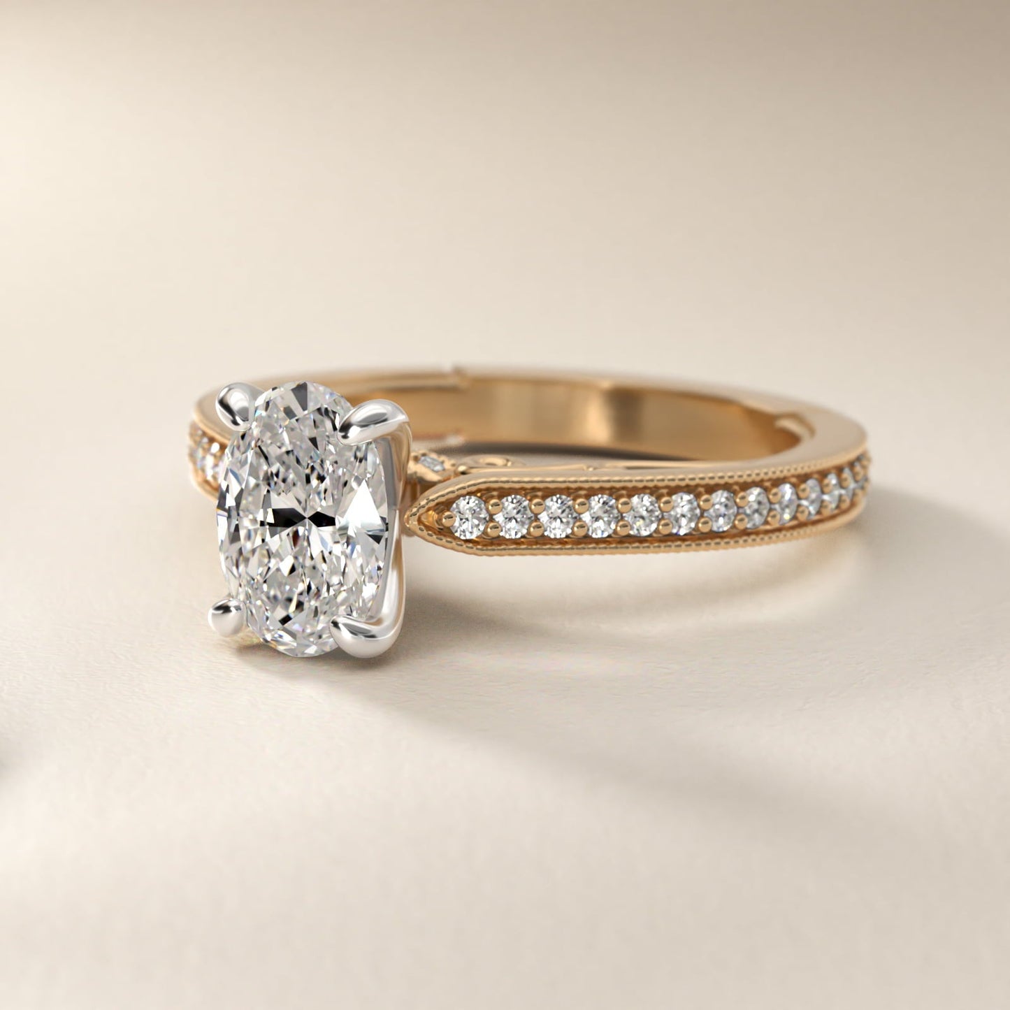 Enchanted Scroll Vintage-Style Engagement Ring In 18k Yellow Gold By James Allen - Oval Center