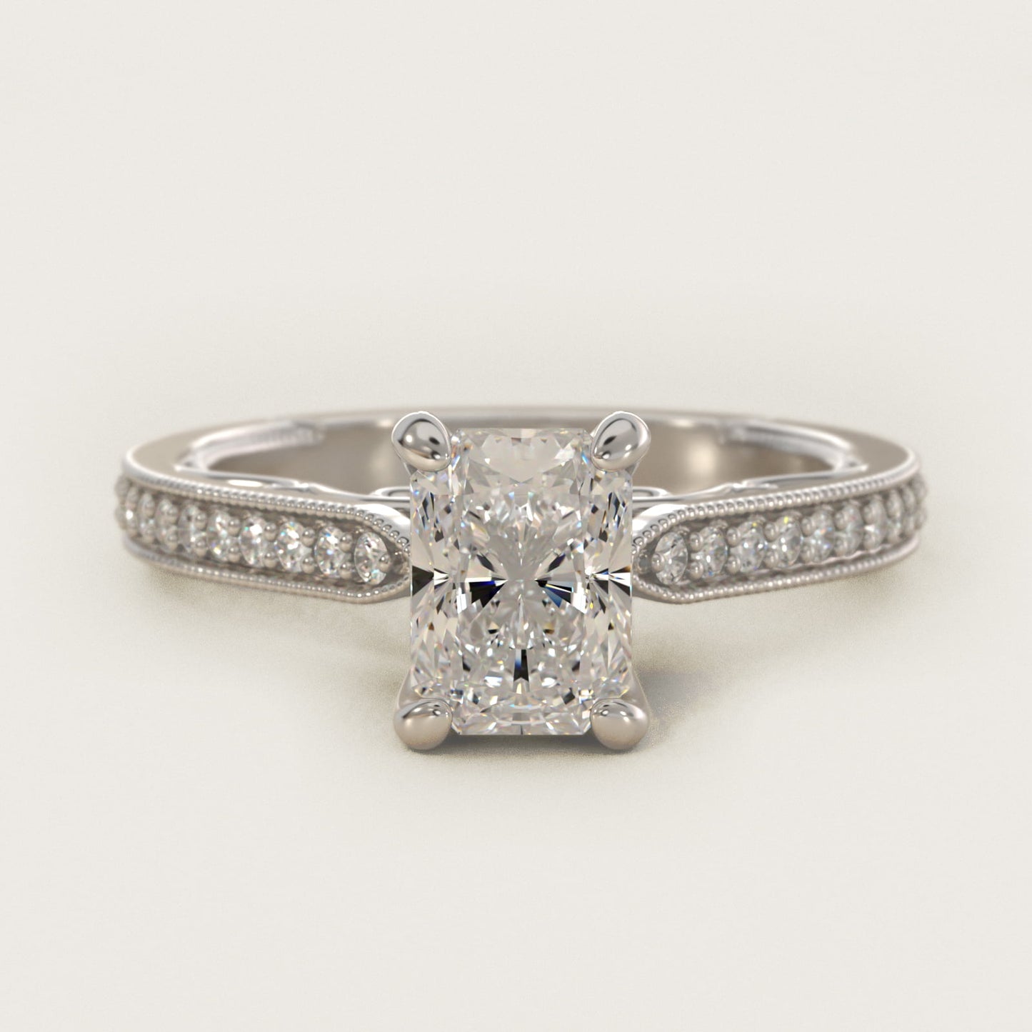 Enchanted Scroll Vintage-Style Engagement Ring In 14K White Gold By James Allen - Radiant Center