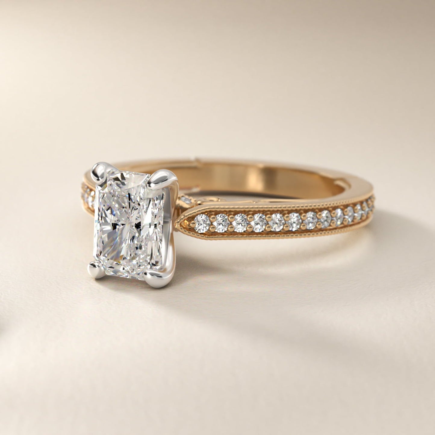 Enchanted Scroll Vintage-Style Engagement Ring In 18k Yellow Gold By James Allen - Radiant Center