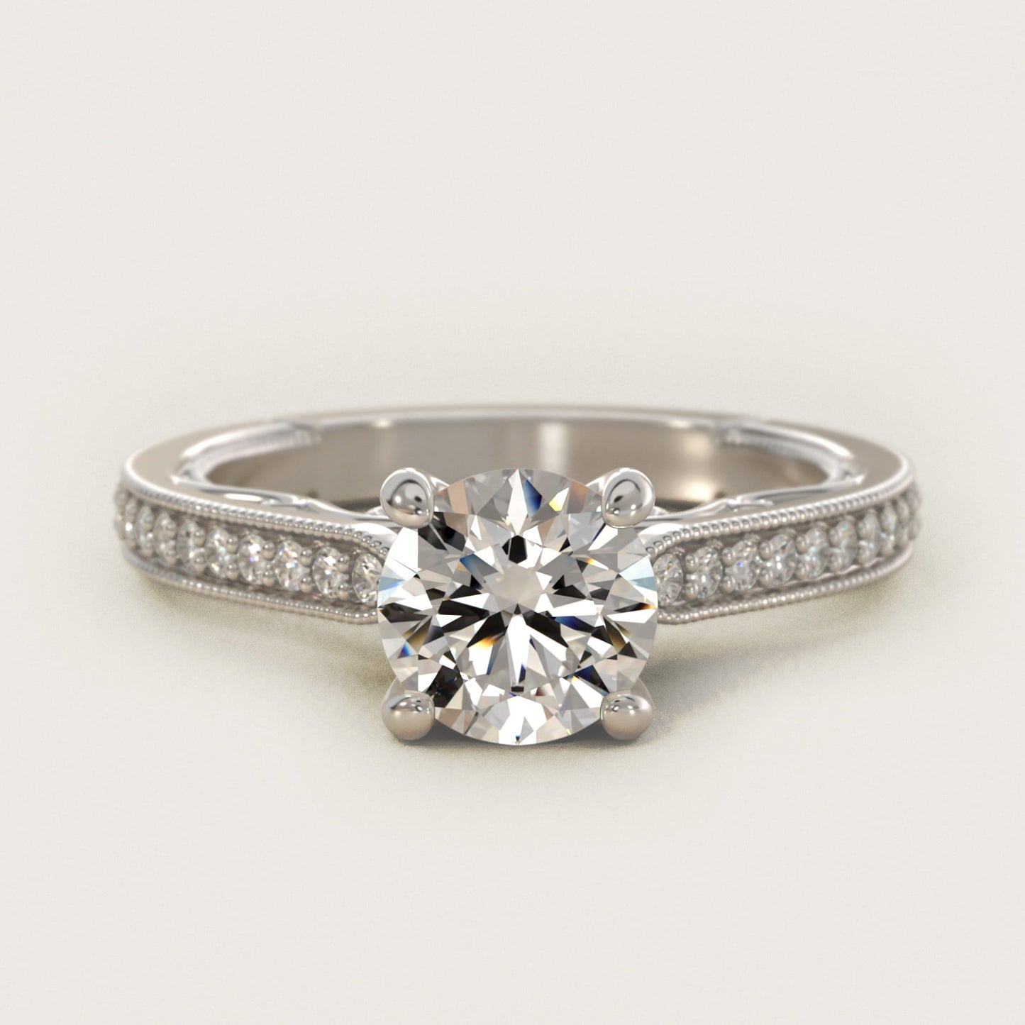Enchanted Scroll Vintage-Style Engagement Ring In 14K White Gold By James Allen - Round Center