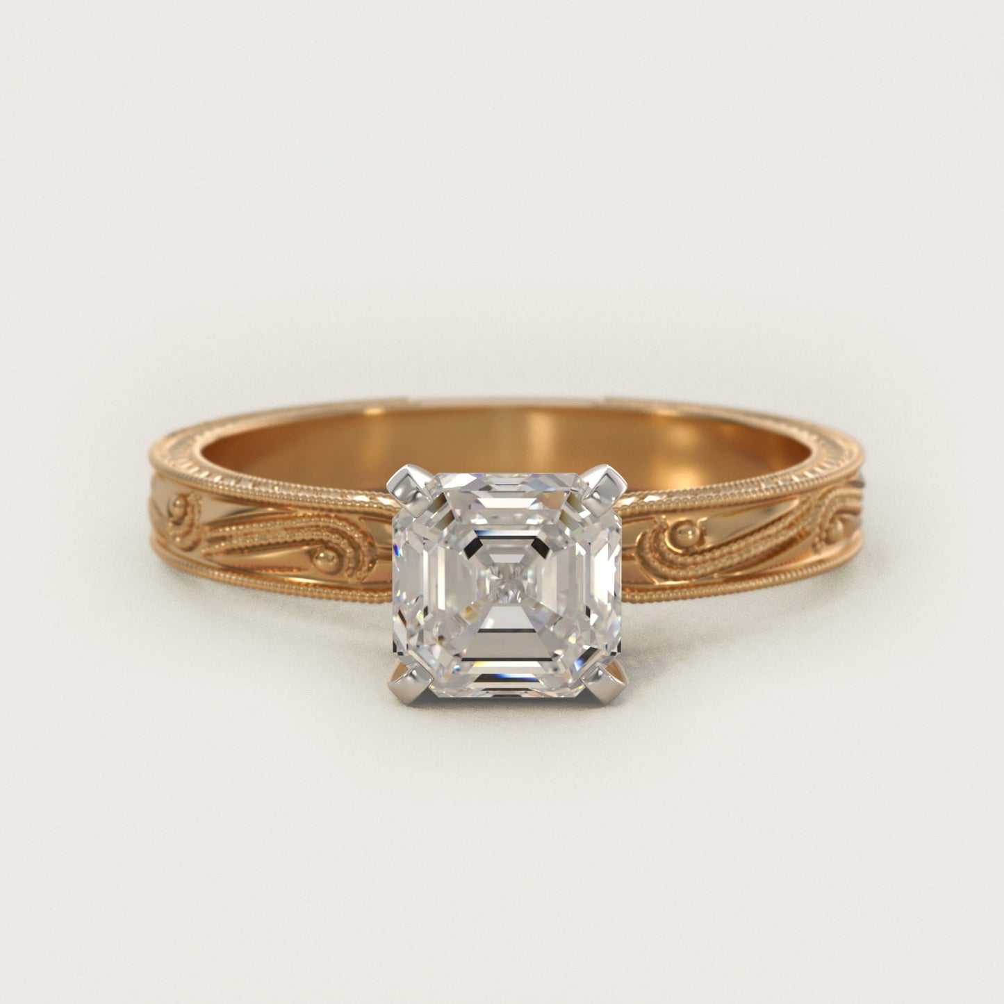 Engraved Solitaire Engagement Ring In 14K Yellow Gold By James Allen - Asscher Center