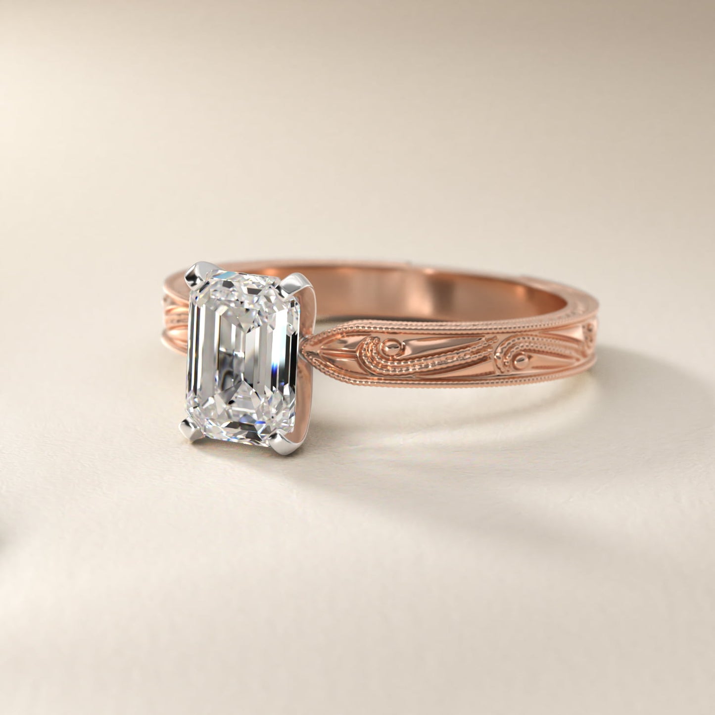 Engraved Solitaire Engagement Ring In 14K Rose Gold By James Allen - Emerald Center