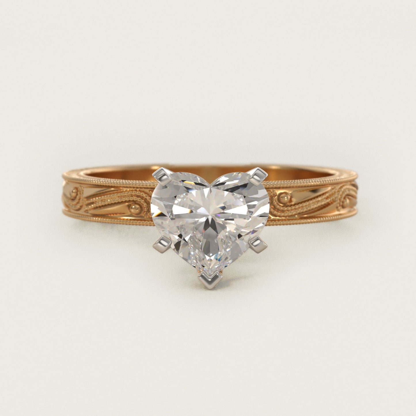 Engraved Solitaire Engagement Ring In 14K Yellow Gold By James Allen - Heart Center