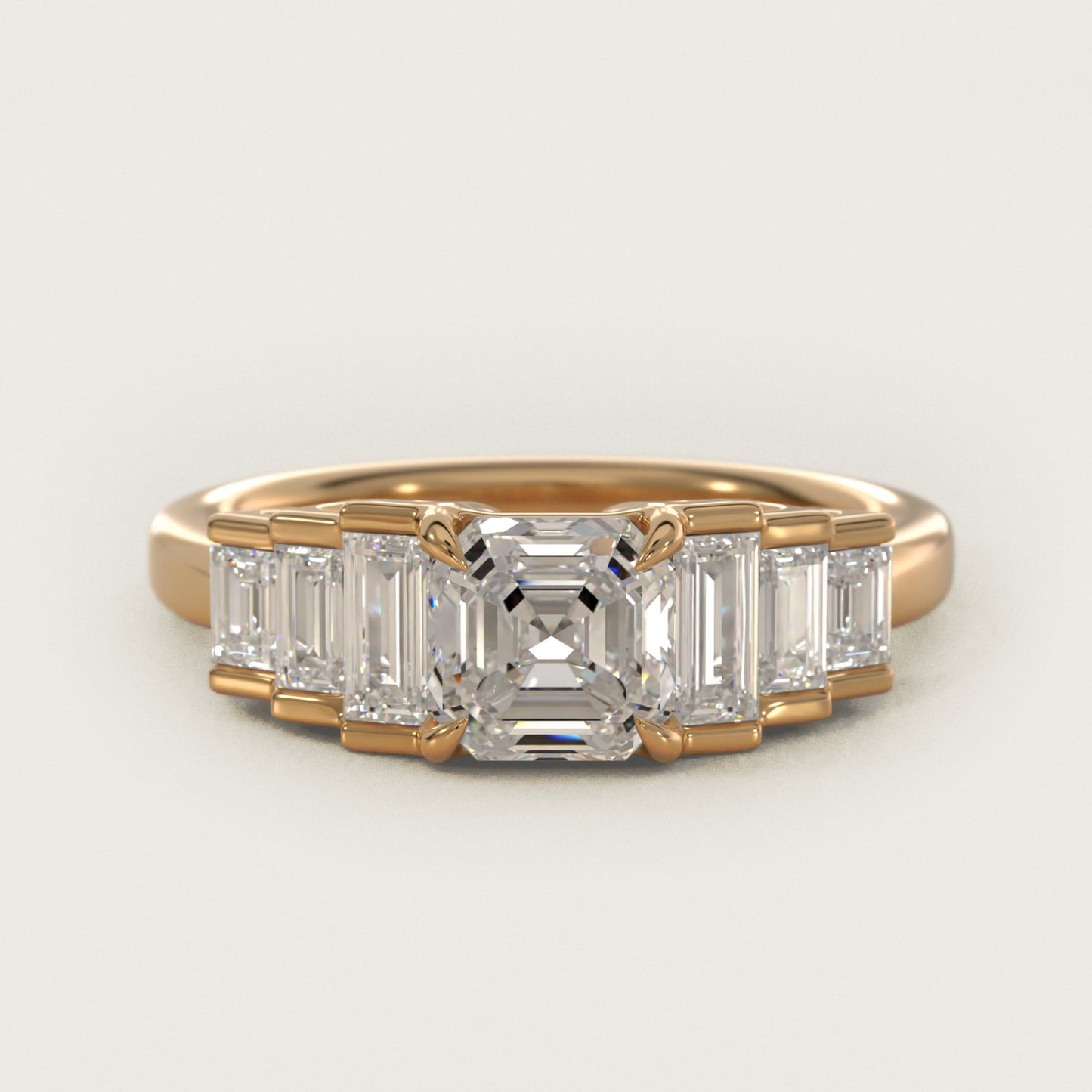 Escalating Baguette Side Stone Diamond Engagement Ring In 14K Yellow Gold By James Allen - Asscher Center