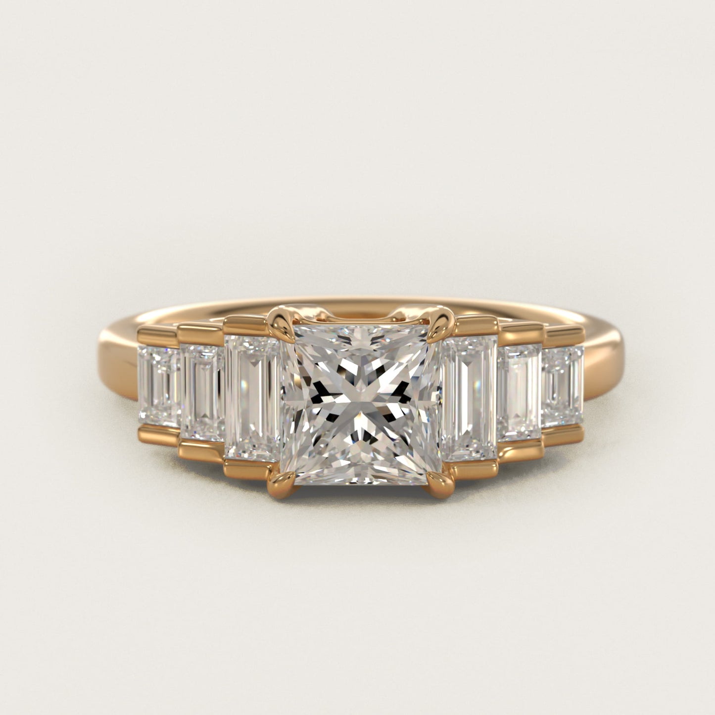 Escalating Baguette Side Stone Diamond Engagement Ring In 18k Yellow Gold By James Allen - Princess Center