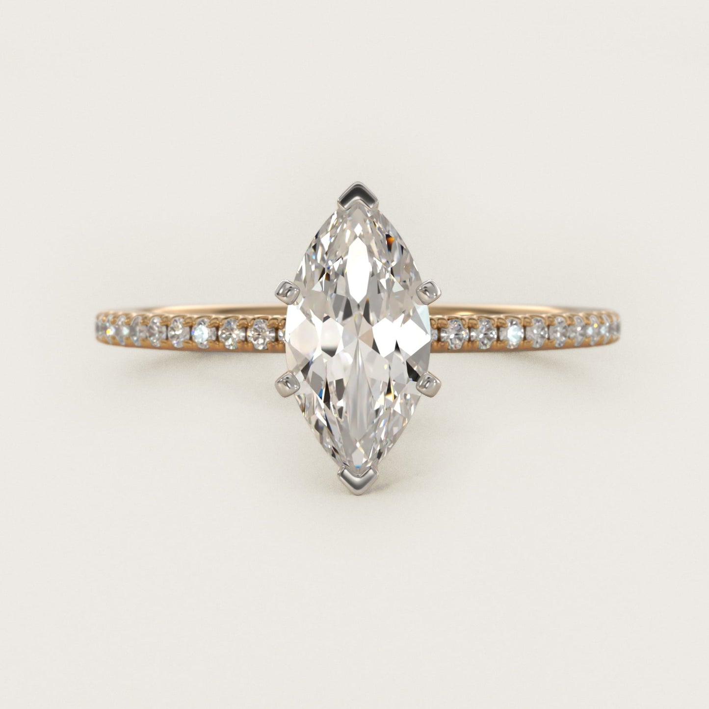 Eternal Riviera Diamond Engagement Ring in 14K Yellow Gold (1/6 ct. tw.) - Marquise Center