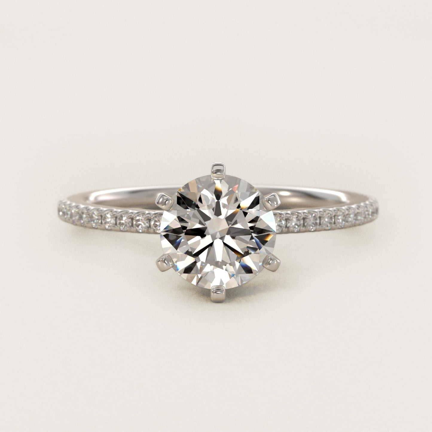 Eternal Riviera Diamond Engagement Ring in Platinum (1/6 ct. tw.) - Round Center