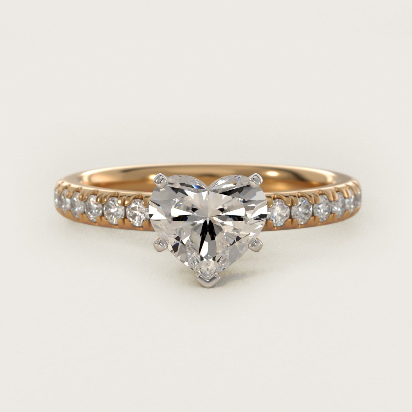 Eternity Diamond Engagement Ring in 18k Yellow Gold (3/8 ct. tw.) - Heart Center