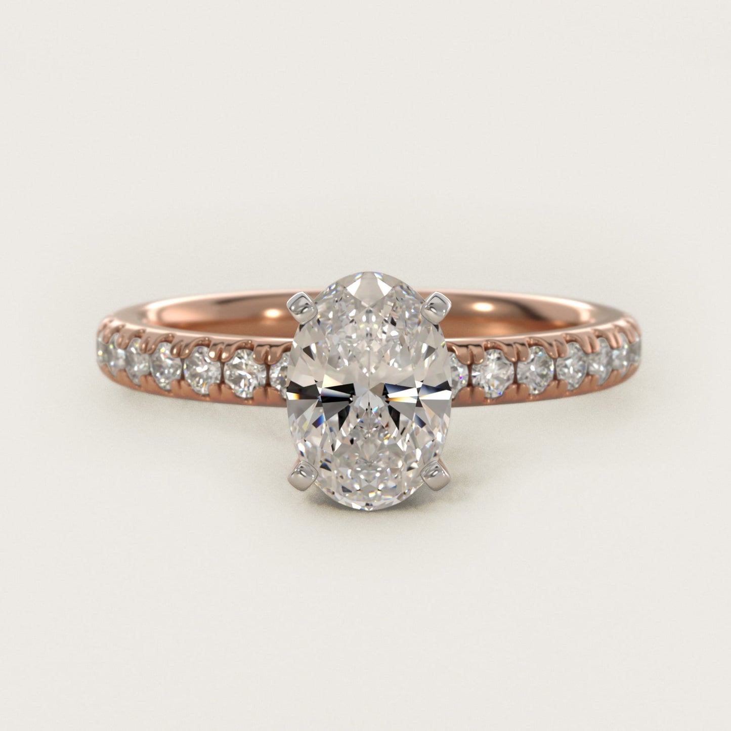 Eternity Diamond Engagement Ring in 14k Rose Gold (3/8 ct. tw.) - Oval Center