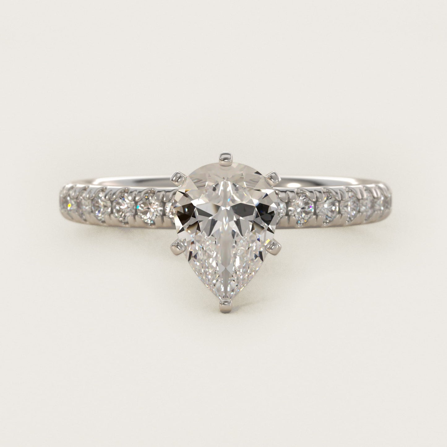 Eternity Diamond Engagement Ring in Platinum (3/8 ct. tw.) - Pear Center