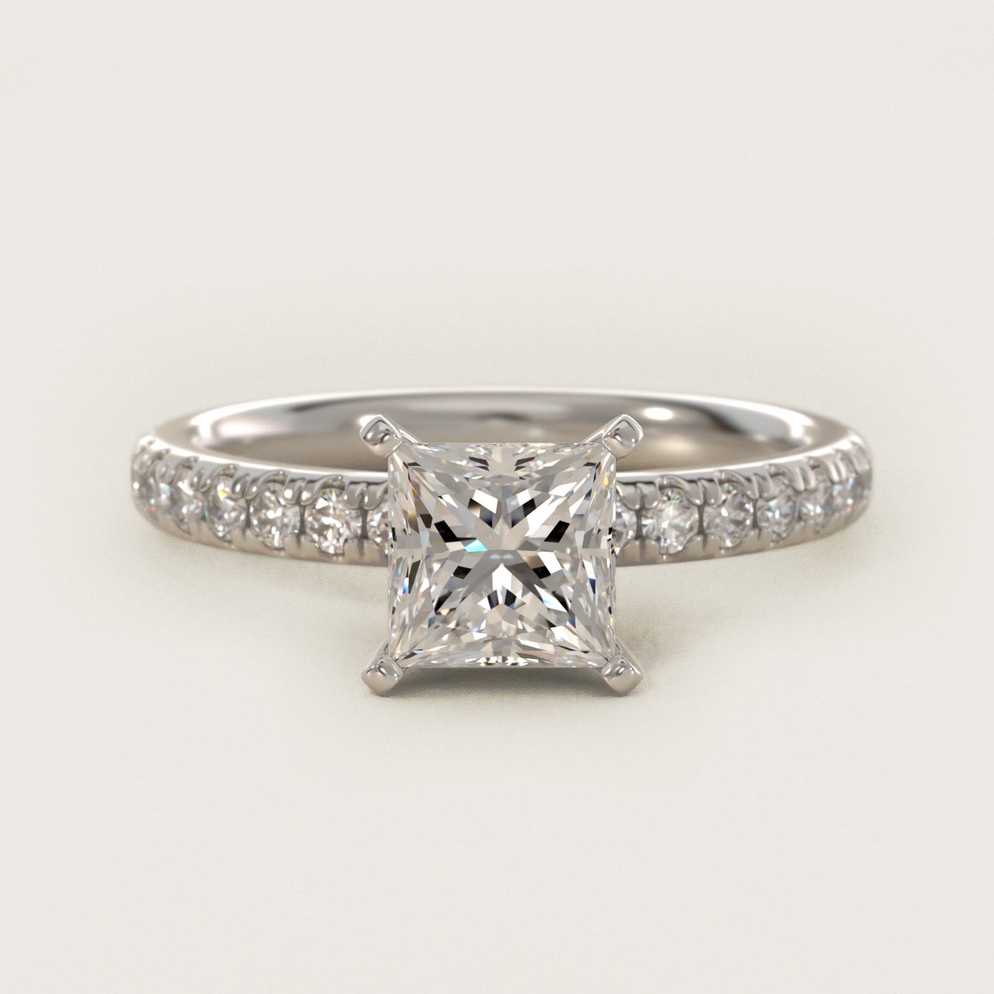 Eternity Diamond Engagement Ring in Platinum (3/8 ct. tw.) - Princess Center