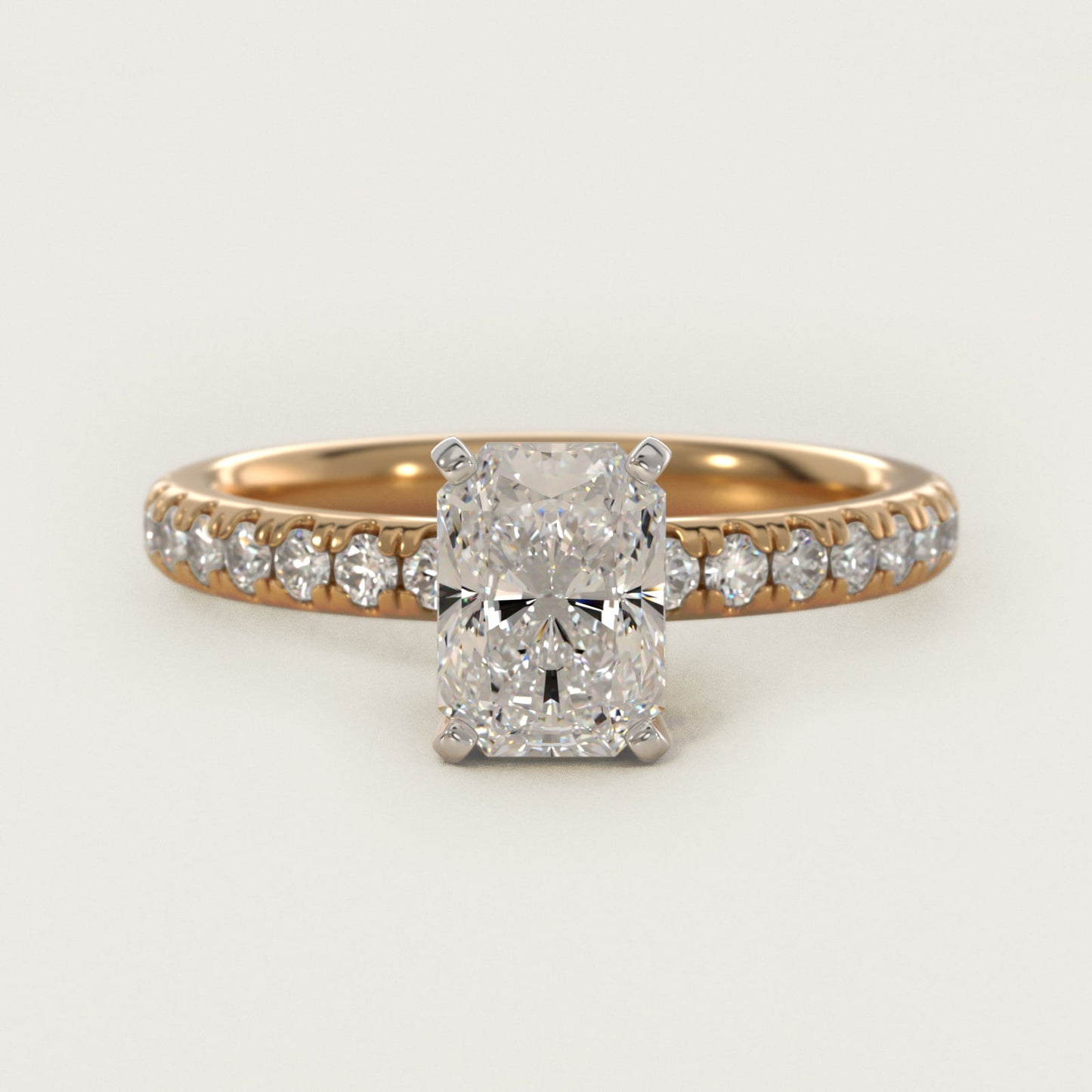 Eternity Diamond Engagement Ring in 18k Yellow Gold (3/8 ct. tw.) - Radiant Center