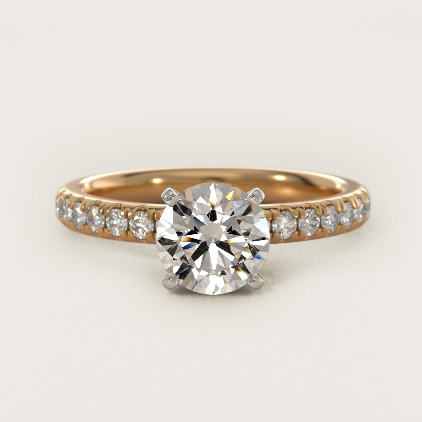 Eternity Diamond Engagement Ring in 14K Yellow Gold (3/8 ct. tw.) - Round Center