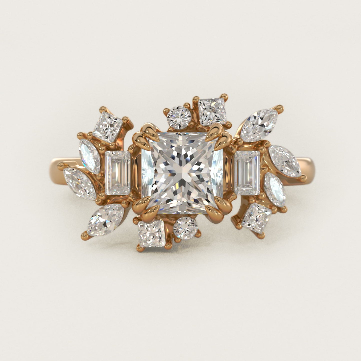 Faceted Side Stone Diamond Engagement Ring In 18k Yellow Gold By James Allen - Princess Center
