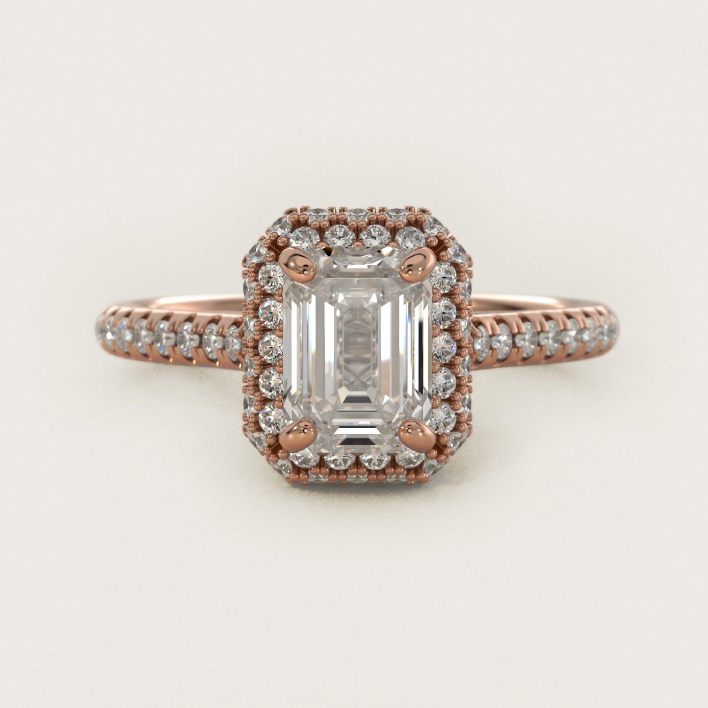 Falling Edge PavŽ Diamond Halo Engagement Ring In 14K Rose Gold By James Allen - Emerald Center